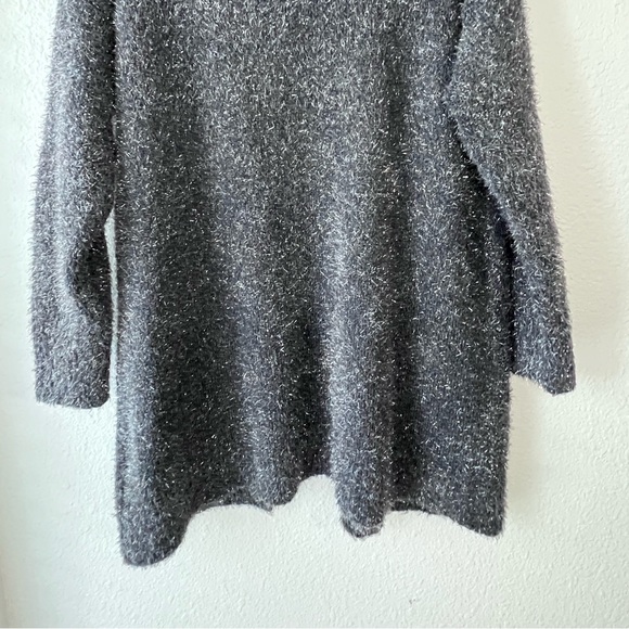 LANE BRYANT Long Sleeve Open Eye Lash Grey/Silver Sweater Cardigan Size 14/16 - Picture 8 of 9